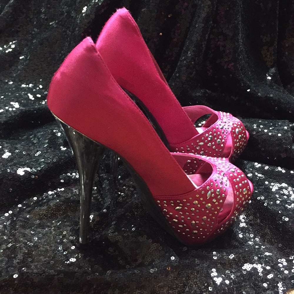 Pink and silver heels